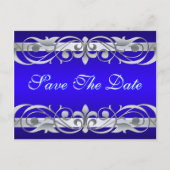 Groothertogin Zilver & Blauw Save The Date Briefka Aankondigingskaart (Voorkant)