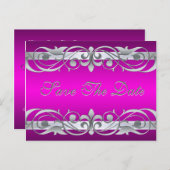 Groothertogin Zilver & Roze Save The Date Briefkaa Aankondigingskaart (Voorkant / Achterkant)