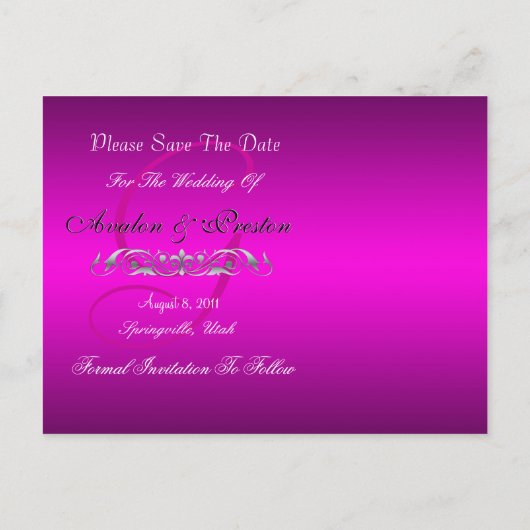 Groothertogin Zilver & Roze Save The Date Briefkaa Aankondigingskaart (Achterkant)