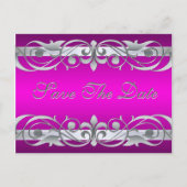 Groothertogin Zilver & Roze Save The Date Briefkaa Aankondigingskaart (Voorkant)