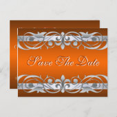 Groothertogin Zilver Sinaasappel Save the Date Bri Aankondigingskaart (Voorkant / Achterkant)