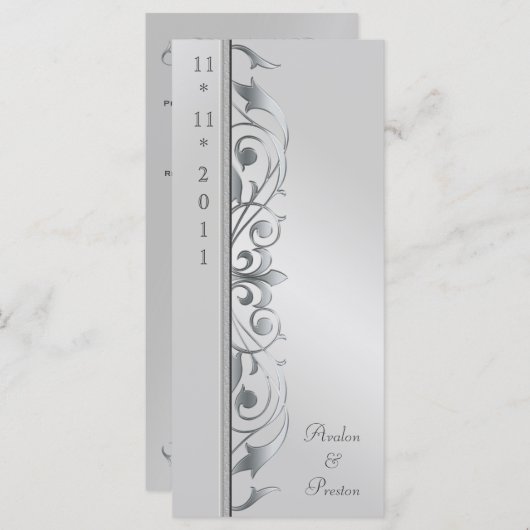 Groothertogin Zilveren Scroll Trouwprogramma Programmakaart (Voorkant / Achterkant)