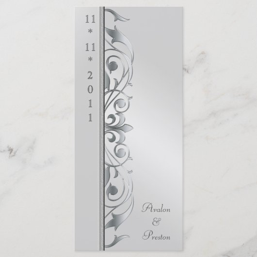 Groothertogin Zilveren Scroll Trouwprogramma Programmakaart (Voorkant)