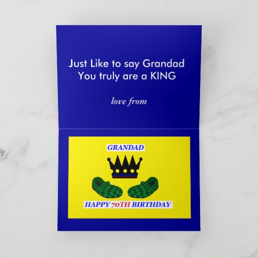 Grootkaart 70e verjaardag kaart (Binnen)