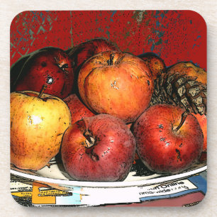 Grootkeuken van appels/Onderzetters-rood ontwerp Drankjes Onderzetter