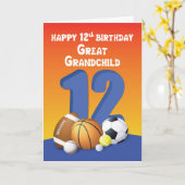 Grootkind, jongen 12e verjaardag sportzalen kaart (Gele Bloem)