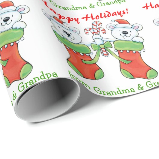 Grootkind met kerstmis Beren Cadeaupapier (Rol Hoek)