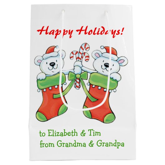 Grootkind met kerstmis Beren Medium Cadeauzakje (Achterkant)