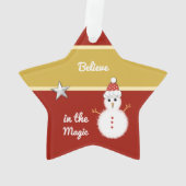 Grootkind met kerstrood en gouden sneeuw ornament (achterkant)