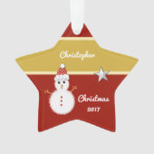 Grootkind met kerstrood en gouden sneeuw ornament (voorkant)