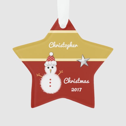 Grootkind met kerstrood en gouden sneeuw ornament (voorkant)