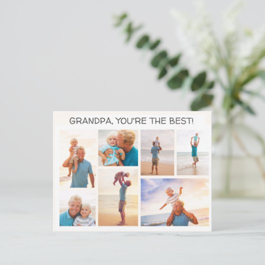 Grootkind opa Je bent de beste 7 fotocollage Briefkaart (Staand voorkant)