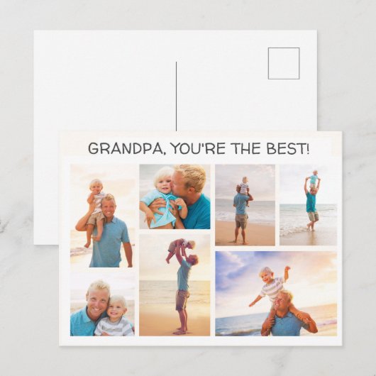 Grootkind opa Je bent de beste 7 fotocollage Briefkaart (Voorkant / Achterkant)