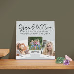 Grootkinderen 3 Foto collage en Caption Grey Imitatie Canvas Print<br><div class="desc">Aangepaste fotocanvasafdruk voor grootouders of kleinkinderen. Het citaat luidt "kleinkinderen vullen een plaats in je hart in waarvan je niet wist dat ze leeg was" en wordt geletterd met elegante kalligrafie en hoofdlettertypografie. Het fotomalplaatje is opstelling voor u om 3 van uw favoriete afbeeldingen toe te voegen, die in een...</div>