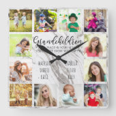 Grootkinderen Citaat 12 Foto Gray Marmer Aangepast Vierkante Klok (Voorkant)