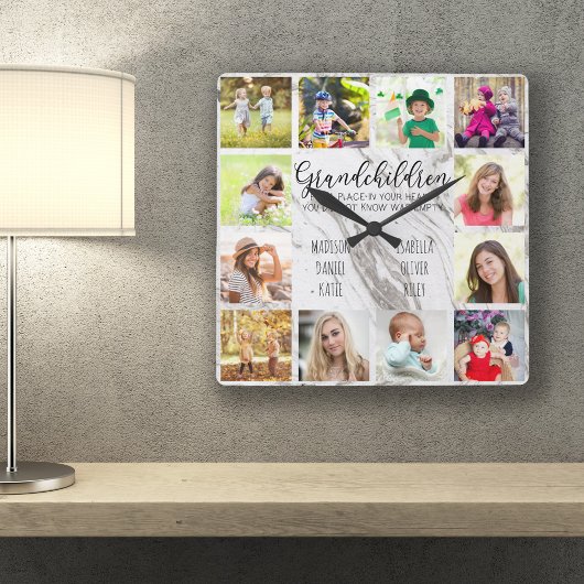 Grootkinderen Citaat 12 Foto Gray Marmer Aangepast Vierkante Klok