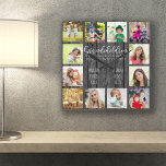 Grootkinderen Citaat 12 Foto grijs hout Vierkante Klok<br><div class="desc">Fotoklok voor grootouders met 12 van je favoriete afbeeldingen. Creëer uw eigen foto collage van de netstijl en voeg de namen van de kleinkinderen toe (2 tot 8 namen kijken het best). De formulering luidt: "Grootkinderen vullen een plaats in je hart in waarvan je niet wist dat ze leeg was"...</div>