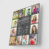 Grootkinderen Citaat 12 Foto grijs hout Vierkante Klok (Hoek)