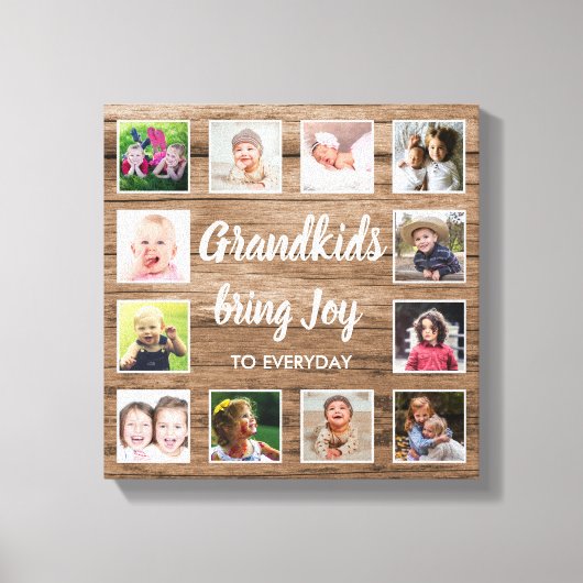 Grootkinderen Citaat Rustic Barn Wood 12 Foto Coll Canvas Afdruk (Voorkant)