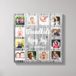 Grootkinderen Citaat Rustic Gray Wood 12 Foto Coll Canvas Afdruk