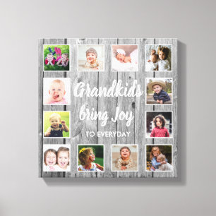 Grootkinderen Citaat Rustic Gray Wood 12 Foto Coll Canvas Afdruk