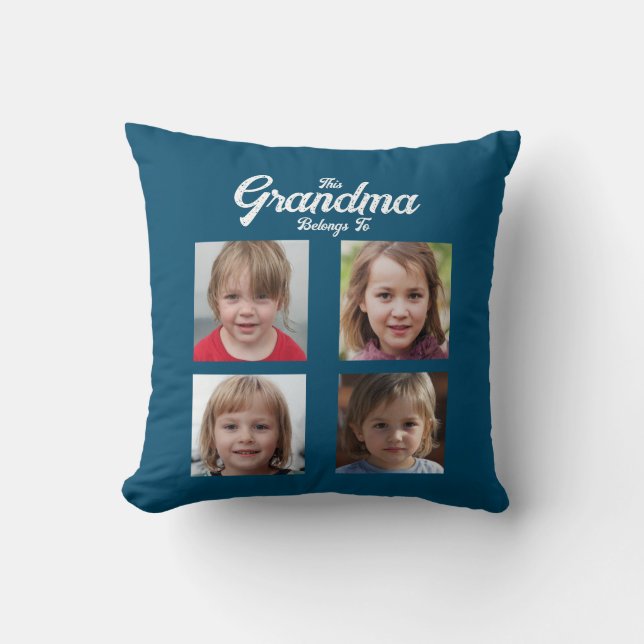 Grootkinderen Foto Collage Grandma Persoonlijk Kussen (Voorkant)