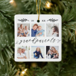 Grootkinderen Foto Collage Keramisch Ornament<br><div class="desc">Stuur een mooi gepersonaliseerd cadeau naar je grootouders dat ze voor altijd zullen koesteren. Speciaal gepersonaliseerd ornament voor kleinkinderen fotocollage om uw eigen speciale familiefoto's en herinneringen weer te geven. Ons ontwerp is voorzien van een eenvoudig rasterontwerp met zes foto's, met "Grandouders", dat is ontworpen in een prachtige, handgeschreven zwarte...</div>
