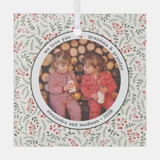 Grootkinderen Foto Glass Glas Ornament (Voorkant)