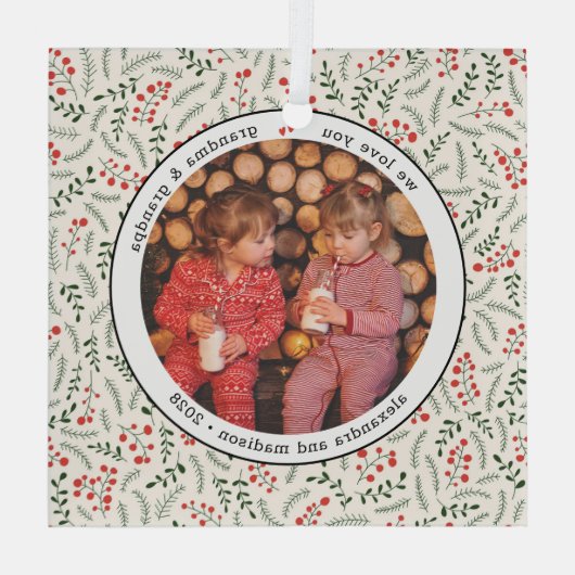 Grootkinderen Foto Glass Glas Ornament (Achterkant)