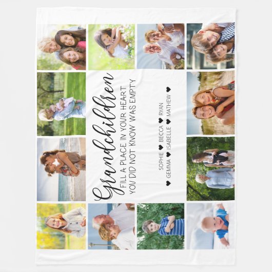 Grootkinderen gedicht 12 Foto Collage White Fleece Deken (Voorkant)