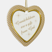 Grootkinderen Gift Gold Heart Keepslag Keramisch Ornament (Rechts)