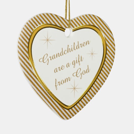Grootkinderen Gift Gold Heart Keepslag Keramisch Ornament (Rechts)