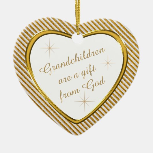 Grootkinderen Gift Gold Heart Keepslag Keramisch Ornament (Voorkant)