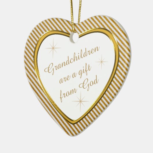 Grootkinderen Gift Gold Heart Keepslag Keramisch Ornament (Links)