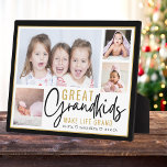 Grootkinderen Grote Grootouders Life Quote 4 Foto Fotoplaat<br><div class="desc">Een modern fotocollage cadeau voor grootouders met een sentimentele quote "Grandkids make life grand".Personaliseer met 4 afbeeldingen en kleinkinderen namen om het een onvergetelijk cadeau te maken voor kerst moederdag,  grootouders dag en verjaardag..</div>