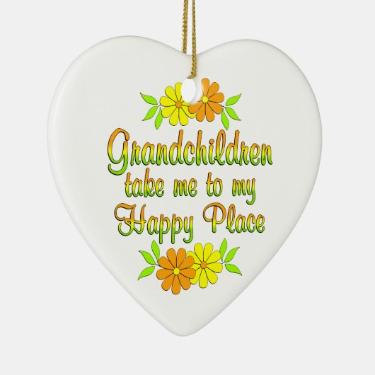 Grootkinderen Happy Place Keramisch Ornament (Rechts)