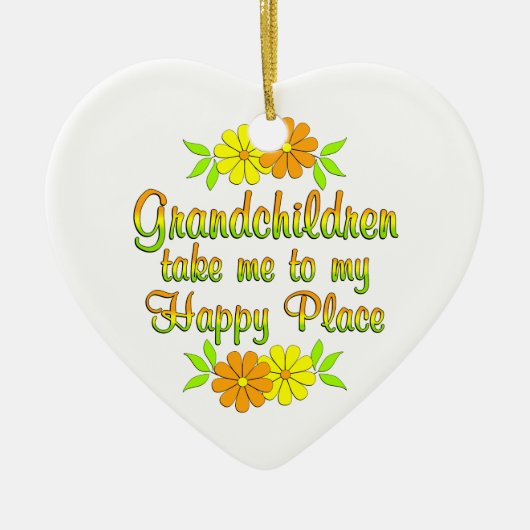 Grootkinderen Happy Place Keramisch Ornament (Voorkant)