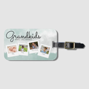 Grootkinderen maken foto's van grote kleinkinderen bagagelabel