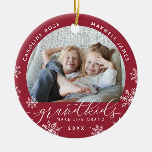 Grootkinderen maken grote foto van het leven keramisch ornament (Voorkant)