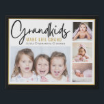Grootkinderen maken grote namen 4 Foto collage Imitatie Canvas Print<br><div class="desc">Een modern fotocollage cadeau voor grootouders met een sentimenteel citaat: "Grootkinderen maken het leven groots".Personaliseer je met 4 afbeeldingen en kleinkinderen namen om er een gedenkwaardig geschenk van te maken voor moederdag,  grootouders's dag,  kerst en verjaardag..</div>