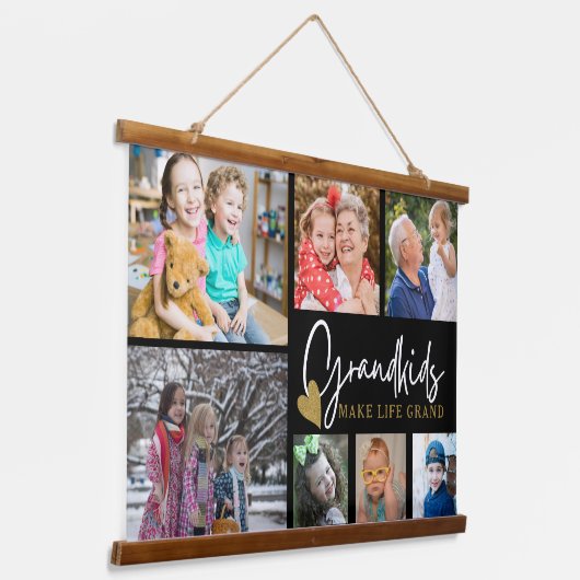 Grootkinderen maken grote prijsopgave 7 Foto colla Hangend Wandkleed (Gebogen)