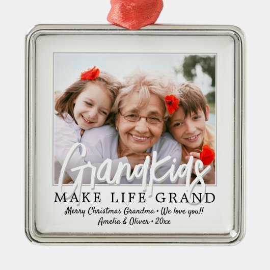 Grootkinderen maken het leven Grand 1 Foto grootou Metalen Ornament (Voorkant)