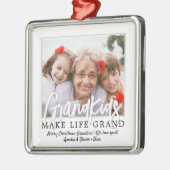 Grootkinderen maken het leven Grand 1 Foto grootou Metalen Ornament (Links)