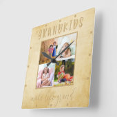 Grootkinderen maken het leven Grand 4 Foto Rustic  Vierkante Klok (Hoek)