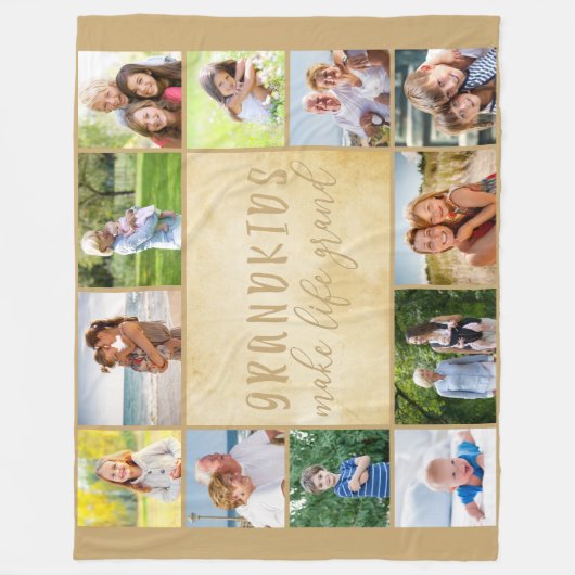 Grootkinderen maken het leven groot 12 foto collag fleece deken (Voorkant)