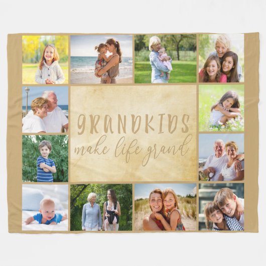 Grootkinderen maken het leven groot 12 foto collag fleece deken (Voorkant (Horizontaal))