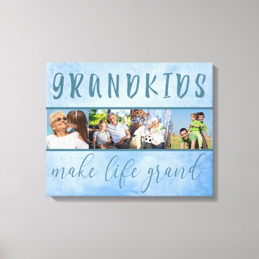 Grootkinderen maken het leven groot 4 Foto Collage Canvas Afdruk (Voorkant)