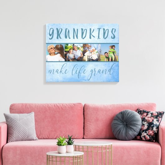 Grootkinderen maken het leven groot 4 Foto Collage Canvas Afdruk (Insitu (Woonkamer))
