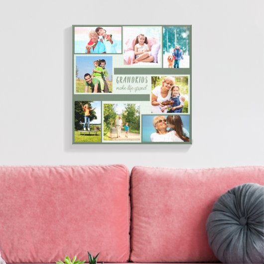 Grootkinderen maken het leven groot 8 Foto Collage Canvas Afdruk (Insitu (Woonkamer))