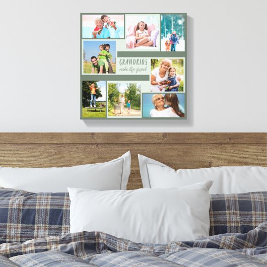 Grootkinderen maken het leven groot 8 Foto Collage Canvas Afdruk (Insitu (Slaapkamer))